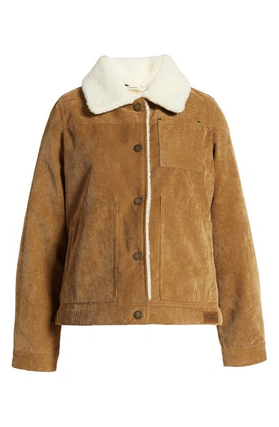Pendleton Wind River Corduroy Trucker Jacket With Removable High Pile Fleece Collar In Saddle
