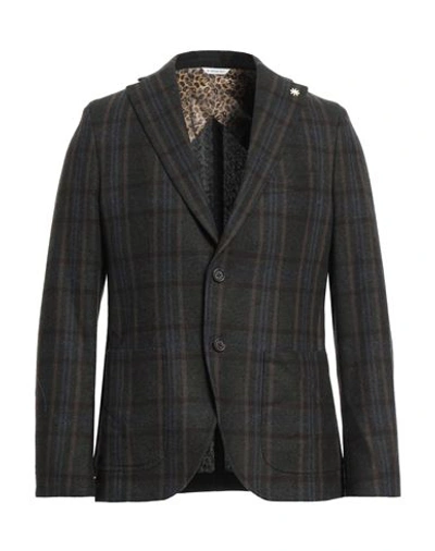 Manuel Ritz Man Blazer Military Green Size 38 Wool, Polyester, Acrylic, Polyamide In Green