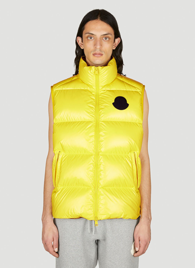Shop Moncler Sumido Down Vest Jacket In Yellow