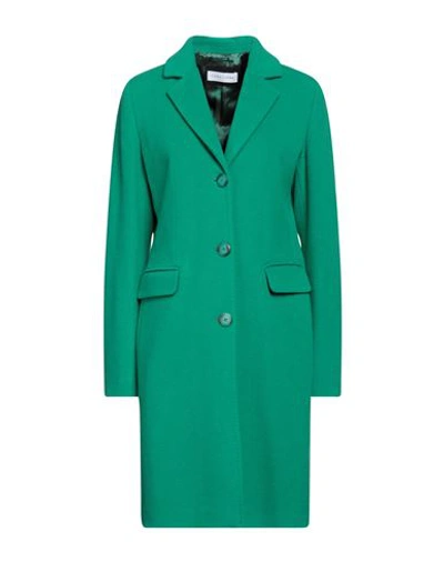 Shop Caractere Caractère Woman Coat Green Size 10 Wool, Polyamide, Cashmere