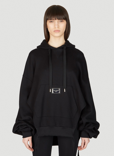 Shop Dolce & Gabbana Logo Plaque Hooded Sweatshirt In Black