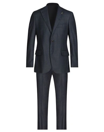 Shop Trussardi Man Suit Navy Blue Size 42 Virgin Wool