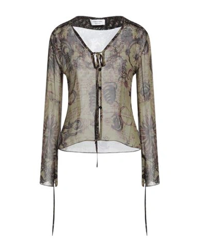 Marine Serre Woman Shirt Military Green Size M Viscose In Green