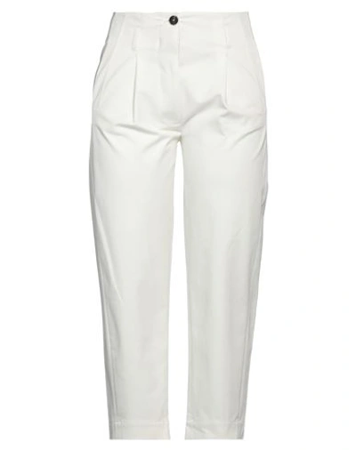 Shop Tela Woman Pants Ivory Size 8 Cotton, Elastane In White