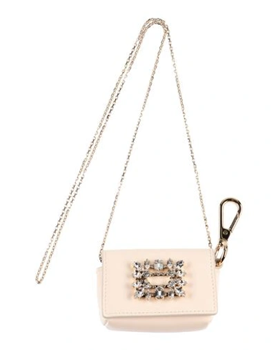 Shop Roger Vivier Woman Key Ring Cream Size - Leather, Metal In White