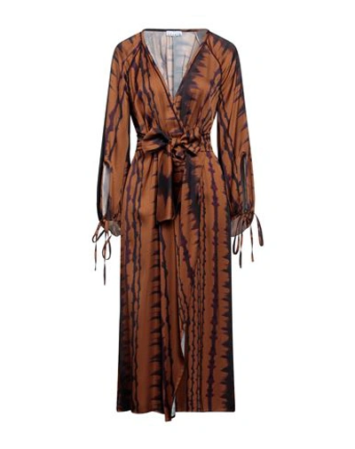 Shop Sfizio Woman Midi Dress Camel Size 4 Viscose In Beige