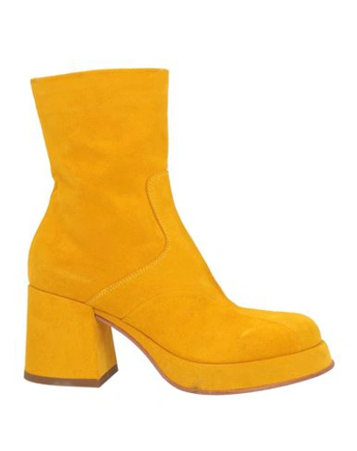 Shop Lemaré Woman Ankle Boots Ocher Size 7 Soft Leather In Yellow