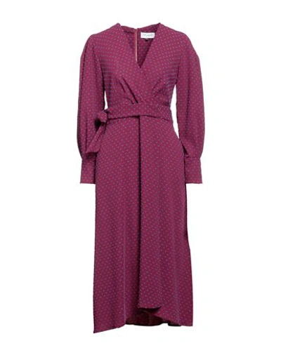 Shop Closet Woman Midi Dress Garnet Size 6 Polyester, Viscose In Red