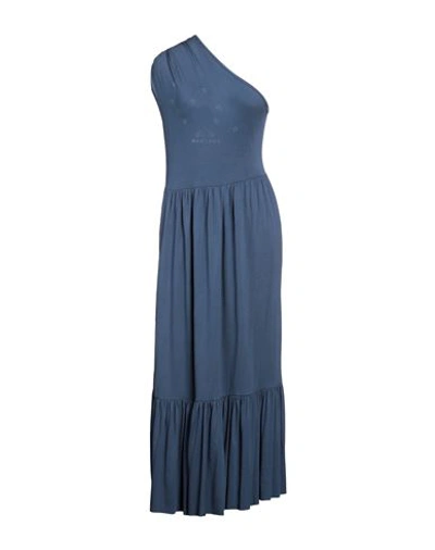 Shop Mangano Woman Midi Dress Slate Blue Size L Cotton