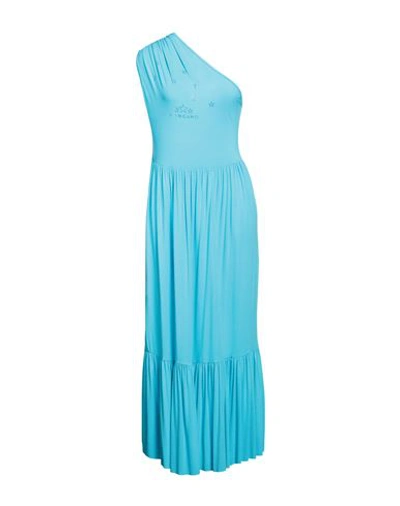 Shop Mangano Woman Midi Dress Azure Size L Cotton In Blue