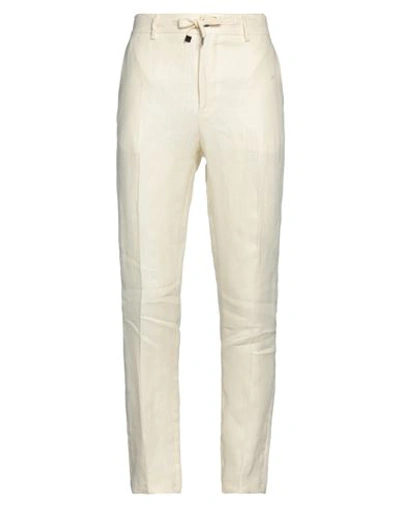 Shop Brian Dales Man Pants Cream Size 34 Linen In White