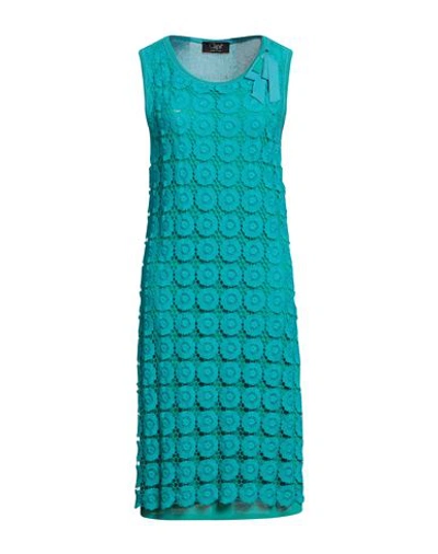 Shop Clips Woman Midi Dress Azure Size 12 Viscose, Acrylic, Cotton In Blue