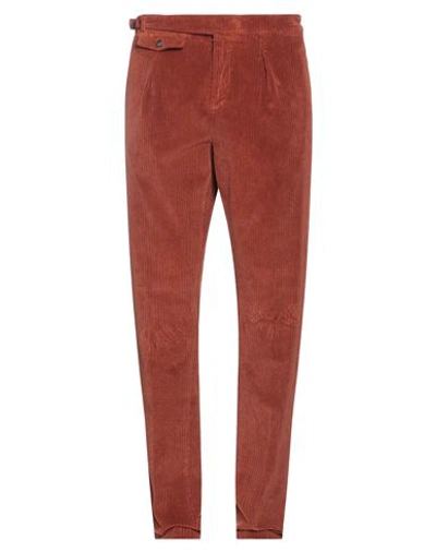 Shop Eleventy Man Pants Rust Size 34 Cotton, Elastane In Red