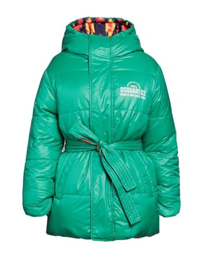 Shop Dsquared2 Woman Puffer Green Size 8 Polyester