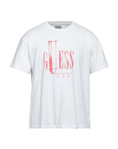Shop Guess Man T-shirt Off White Size M Cotton