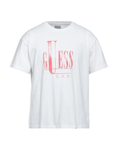 Guess Man T-shirt Off White Size Xl Cotton In Off White