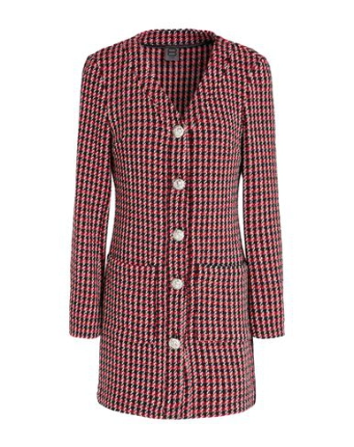 Shop 8 By Yoox Houndstooth Cotton Shirt Dress Woman Mini Dress Red Size 10 Cotton, Polyester, Acrylic, Vi