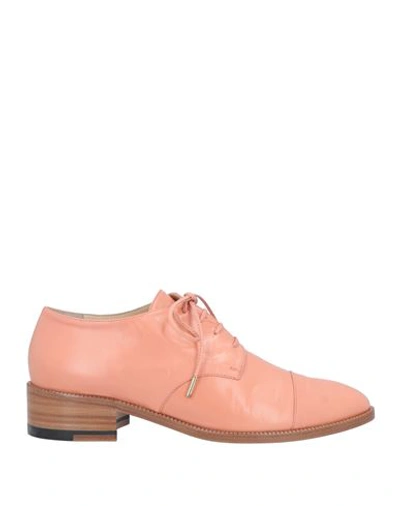 Shop A.testoni A. Testoni Woman Lace-up Shoes Salmon Pink Size 5.5 Soft Leather