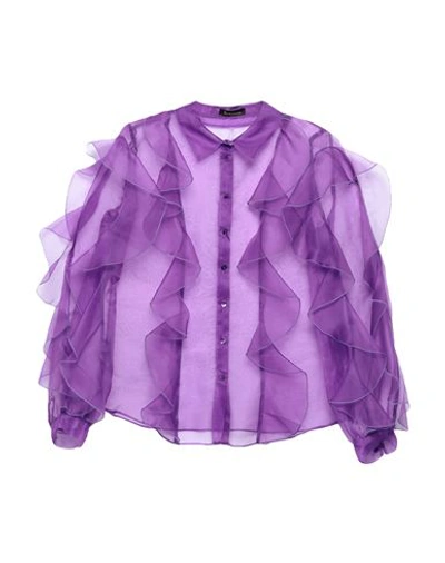 Shop Hanita Woman Shirt Dark Purple Size L Silk