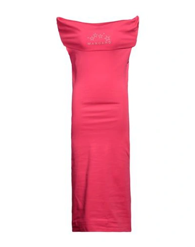 Shop Mangano Woman Midi Dress Fuchsia Size 8 Cotton In Pink