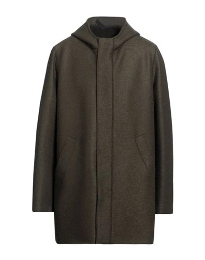 Shop Harris Wharf London Man Coat Military Green Size 42 Virgin Wool