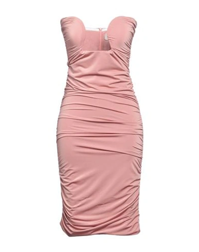 Shop Vicolo Woman Midi Dress Pastel Pink Size M Viscose, Elastane