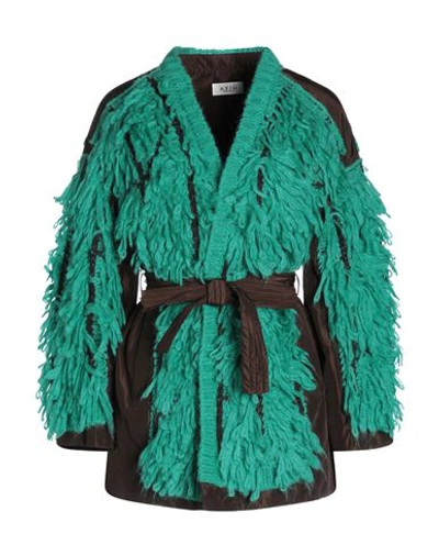 Shop Aviu Aviù Woman Overcoat & Trench Coat Green Size 6 Acrylic, Polyamide, Mohair Wool, Virgin Wool, Polyest