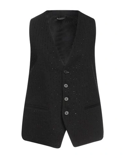 Shop Ann Demeulemeester Woman Tailored Vest Black Size 10 Virgin Wool, Elastane, Glass