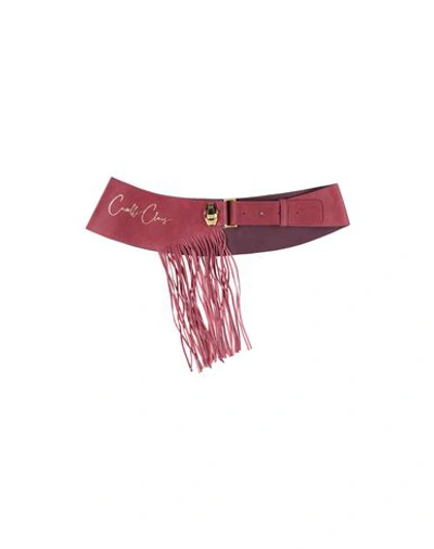 Shop Cavalli Class Woman Belt Burgundy Size S Calfskin In Red