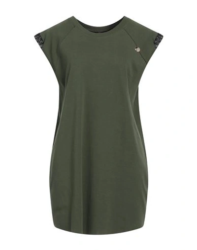 Shop Mangano Woman Mini Dress Military Green Size 8 Cotton