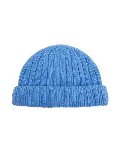 Shop 8 By Yoox Recycled Wool Sailor Beanie Hat Azure Size Onesize Recycled Wool In Blue