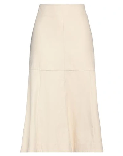 Shop Tensione In Woman Midi Skirt Cream Size M Cotton In White