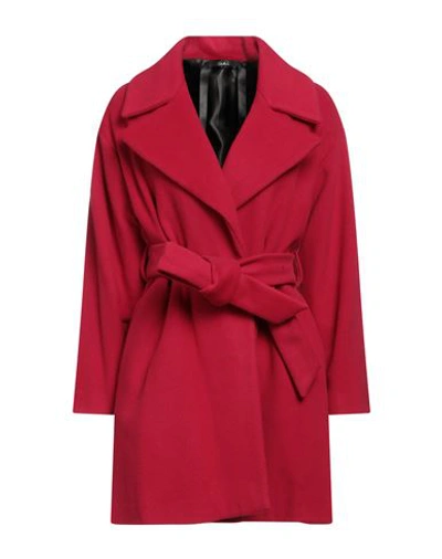 Carla G. Woman Coat Red Size 10 Virgin Wool Polyamide Cashmere