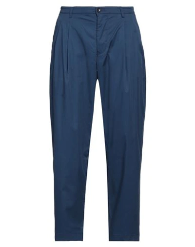 Shop En Avance Man Pants Navy Blue Size 30 Cotton, Polyester, Elastane