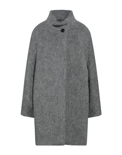 Shop Cinzia Rocca Woman Coat Grey Size 14 Acrylic, Polyester, Wool, Alpaca Wool, Polyamide