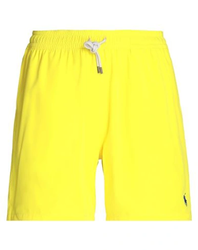 Shop Polo Ralph Lauren Man Swim Trunks Yellow Size L Recycled Polyester, Elastane