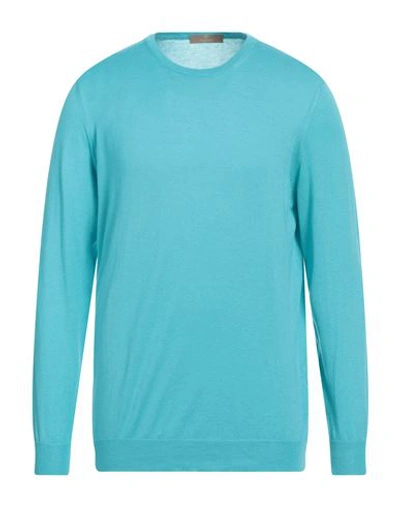 Shop Cruciani Man Sweater Turquoise Size 42 Cotton, Cashmere In Blue