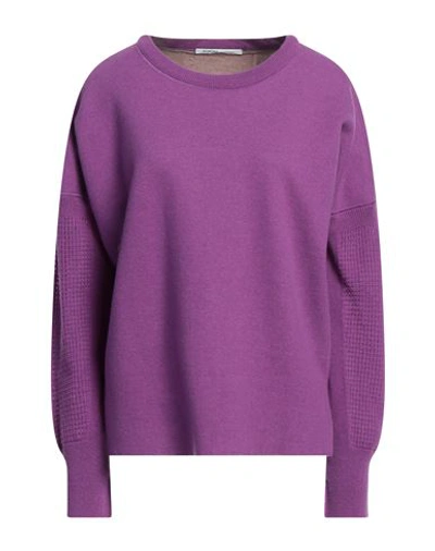 Shop Agnona Woman Sweater Mauve Size M Cashmere, Polyamide In Purple