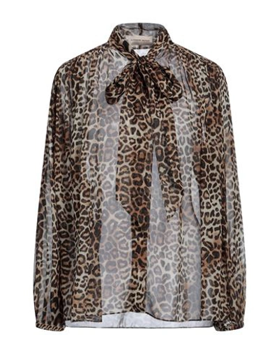 Shop Alexandre Vauthier Woman Shirt Sand Size 6 Silk In Beige