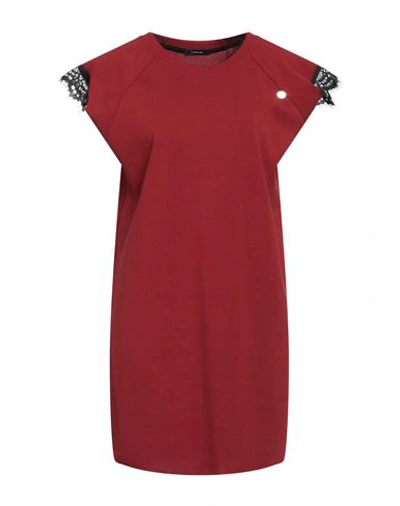 Shop Mangano Woman Mini Dress Brick Red Size 4 Cotton