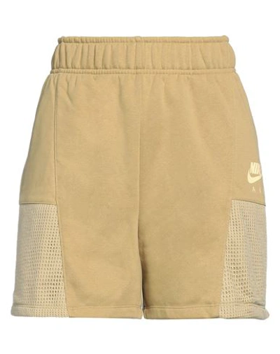 Shop Nike Woman Shorts & Bermuda Shorts Khaki Size L Cotton, Polyester In Beige