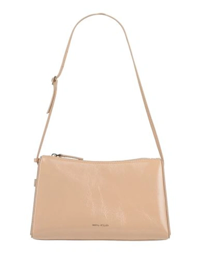 Shop Manu Atelier Woman Shoulder Bag Beige Size - Soft Leather