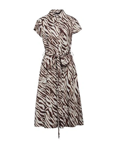 Shop Seventy Sergio Tegon Woman Midi Dress Brown Size 12 Cotton