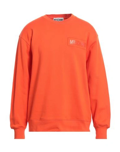 Moschino Man Sweatshirt Orange Size 42 Organic Cotton In Orange