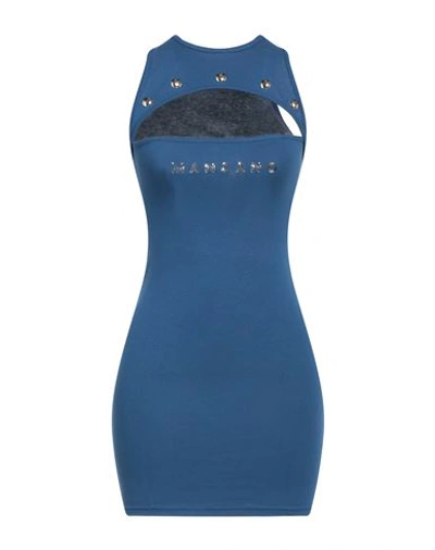 Shop Mangano Woman Mini Dress Blue Size 8 Cotton