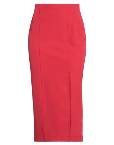 Shop Patrizia Pepe Woman Midi Skirt Red Size 4 Polyester, Elastane