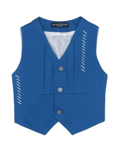 Shop Manuell & Frank Newborn Boy Tailored Vest Azure Size 3 Cotton, Elastane In Blue