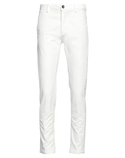 Shop Yan Simmon Man Pants White Size 28 Cotton, Elastane