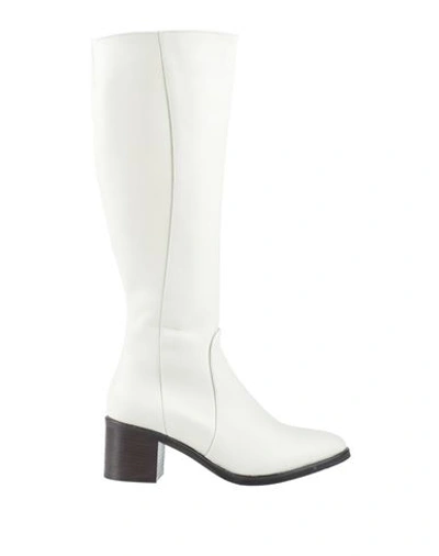 Le Pepite Woman Knee Boots Off White Size 10 Calfskin In Off White
