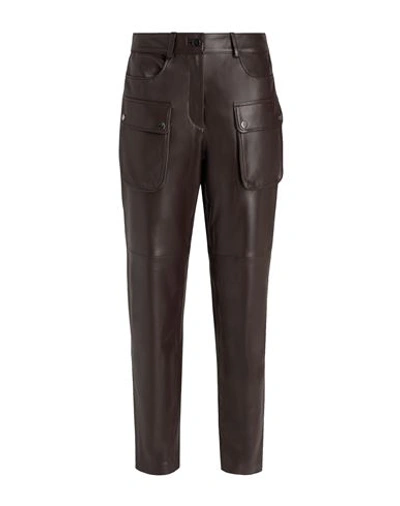 Shop 8 By Yoox Leather Slim-fit Cargo Pants Woman Pants Dark Brown Size 12 Lambskin